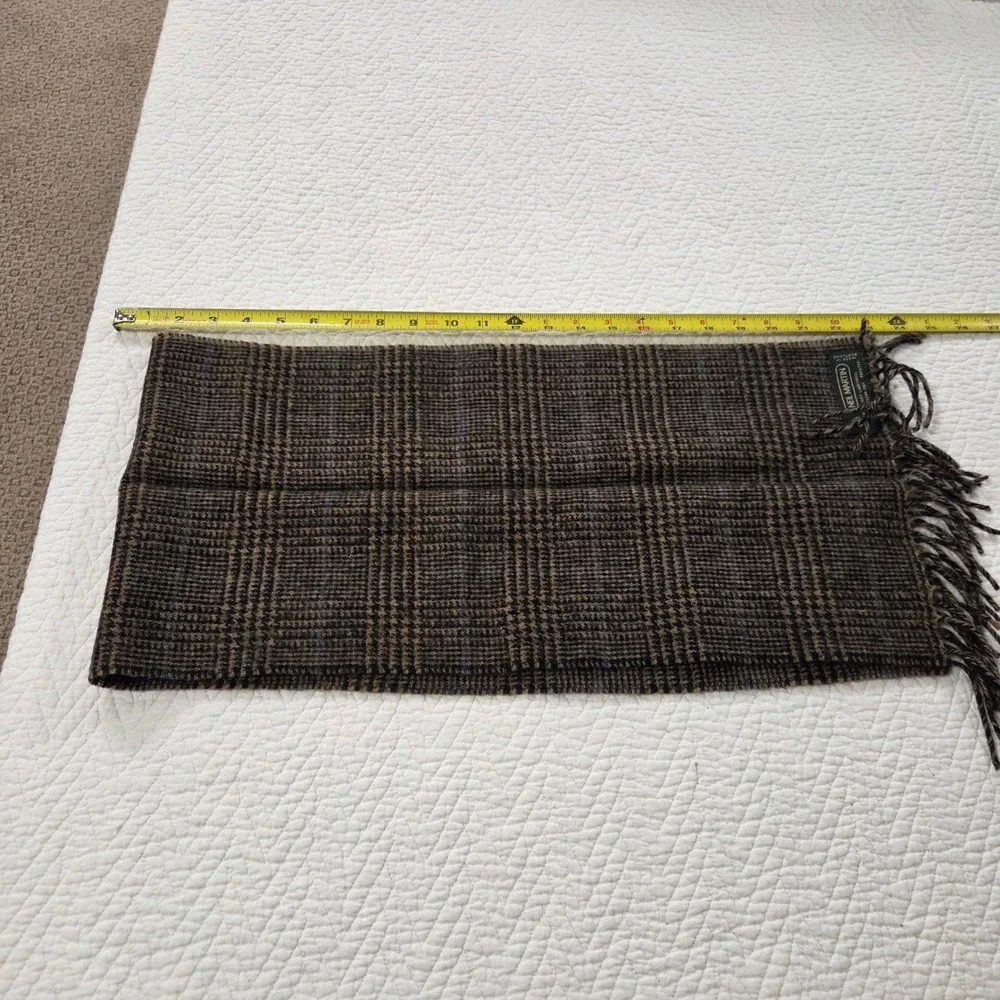 Neil Martin Lambswool Scarf Made in Scotland Brown Plaid Check Fringe Unisex